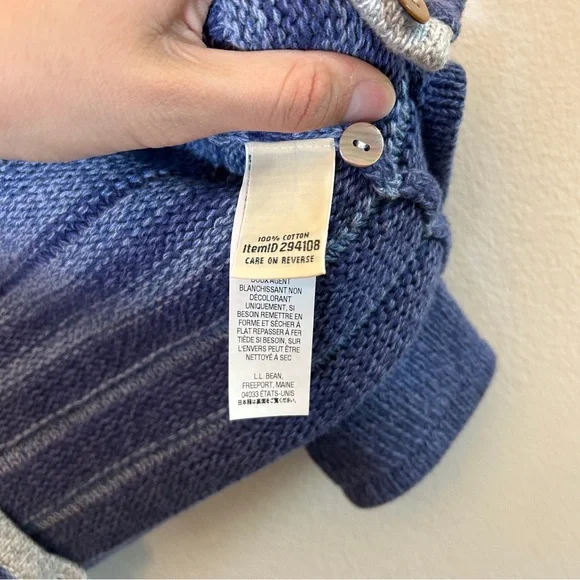 L.L. Bean Striped Blue Ombré Button Cardigan Sweater Size Small - Picture 4 of 5